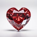 Red diamond in heart shape isolated on white background. Royalty Free Stock Photo