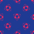 Red Diamond icon isolated seamless pattern on blue background. Jewelry symbol. Gem stone. Vector Royalty Free Stock Photo