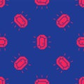 Red Diamond icon isolated seamless pattern on blue background. Jewelry symbol. Gem stone. Vector Royalty Free Stock Photo