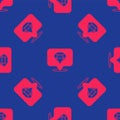 Red Diamond icon isolated seamless pattern on blue background. Jewelry symbol. Gem stone. Vector Royalty Free Stock Photo