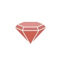 Red Diamond Icon Vector in Flat Style. Gem Symbol Illustration Royalty Free Stock Photo