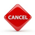 Red Diamond Shaped Button with the Word CANCEL in White Text on White Background cancel Royalty Free Stock Photo