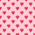 Red diamonds on pink background seamless pattern.