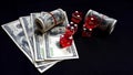 The red dice and banknotes