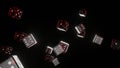 Red dice on black background. Gambling concept. Casino. 3d render.