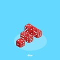 Red dice on a blue background, isometric Royalty Free Stock Photo