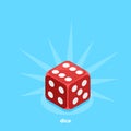 Red dice on a blue background, isometric Royalty Free Stock Photo