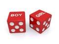 Red dice with boy and girl written Royalty Free Stock Photo