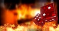 Red dice with burning fire Royalty Free Stock Photo