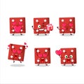 Red dice cartoon character with love cute emoticon Royalty Free Stock Photo