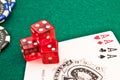 Red dice chips poker and card poker Royalty Free Stock Photo