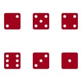 Red dice cubes icon on white background