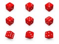 Red dice from different angles Royalty Free Stock Photo