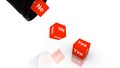 Red dice falling out of a black dice cup Royalty Free Stock Photo