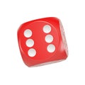 Red dice for games and casinos, 6 points, 3D illustration. Isolation