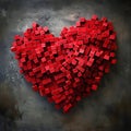 Red dice heart on gray grunge background. 3d illustration Royalty Free Stock Photo