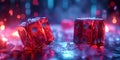 red dice in the ice and casino floor,