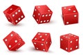 Red dice with number of dots from one to six at the top realistic set. Cubes, throwable games objects. Royalty Free Stock Photo