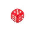 Red dice with number five on the top on white background Royalty Free Stock Photo