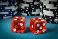 Red Dice and Playing Chips