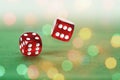 Red dice rolling Royalty Free Stock Photo