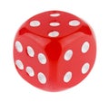 Red Dice Rolling isolated on a white background close-up Royalty Free Stock Photo