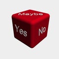 Red dice with your choice (yes, no, maybe) Royalty Free Stock Photo