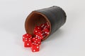 Red dices and a cup Royalty Free Stock Photo
