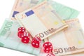 Red dices and euro money Royalty Free Stock Photo