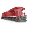 Red Diesel Locomotive on white. Rear view. 3D illustration, clipping path Royalty Free Stock Photo