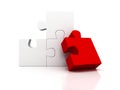 Red different piece of white puzzle group Royalty Free Stock Photo