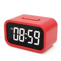 Red Digital Alarm Clock Displaying 08:59 AM on a White Background digital clock red clock Royalty Free Stock Photo