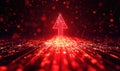 Red digital arrow symbolizing growth and progress in technology and data visualization Royalty Free Stock Photo