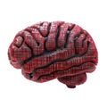 Red digital brain made of particles is processing data and generating innovative ideas Royalty Free Stock Photo