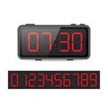 Red digital clock isolated on white background. Royalty Free Stock Photo