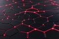 Red Digital Connection: Abstract Network Structure with Plexus Effect and Polygonal Dots and Lines on Dark Background Royalty Free Stock Photo