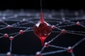 Red Digital Connection: Abstract Network Structure with Plexus Effect and Polygonal Dots and Lines on Dark Background Royalty Free Stock Photo