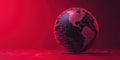 Red digital globe with binary code texture floating on matching red background, conveying technology. Royalty Free Stock Photo