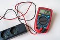 Measurement of voltage in electrical socket - digital multimeter