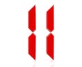 Red digital numbers 11 on white background 3d rendering Royalty Free Stock Photo