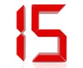 Red digital numbers 15 on white background 3d rendering Royalty Free Stock Photo