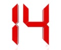 Red digital numbers 14 on white background 3d rendering Royalty Free Stock Photo