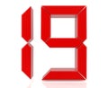 Red digital numbers 19 on white background 3d rendering Royalty Free Stock Photo