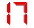 Red digital numbers 17 on white background 3d rendering Royalty Free Stock Photo