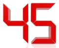 Red digital numbers 45 on white background 3d rendering Royalty Free Stock Photo