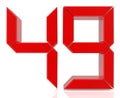 Red digital numbers 49 on white background 3d rendering Royalty Free Stock Photo