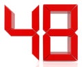 Red digital numbers 48 on white background 3d rendering Royalty Free Stock Photo