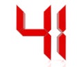 Red digital numbers 41 on white background 3d rendering Royalty Free Stock Photo