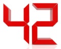 Red digital numbers 42 on white background 3d rendering Royalty Free Stock Photo