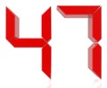 Red digital numbers 47 on white background 3d rendering Royalty Free Stock Photo